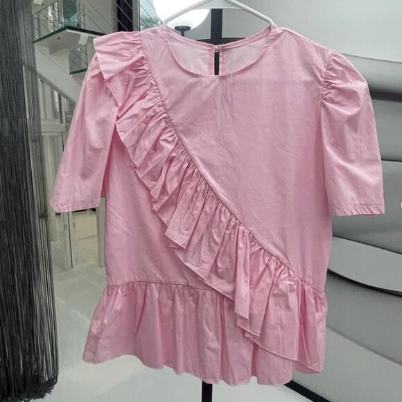 Pink Cotton Ruffle Shirt - Picture 4 of 4
